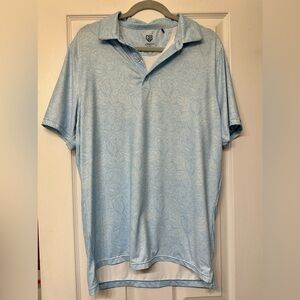 Graham Luxe Men’s Short Sleeve Golf Polo Shirt M Baby Blue Floral Pattern